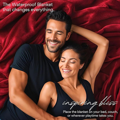 Waterproof Blanket King Size, Red & Black, 82x82"- Water Proof and Stain Resistant Blankets for Bed, Couch, Couples Fleece Moisture Absorbent, Layered Sheet Protector, Leakproof Protective Top Cover