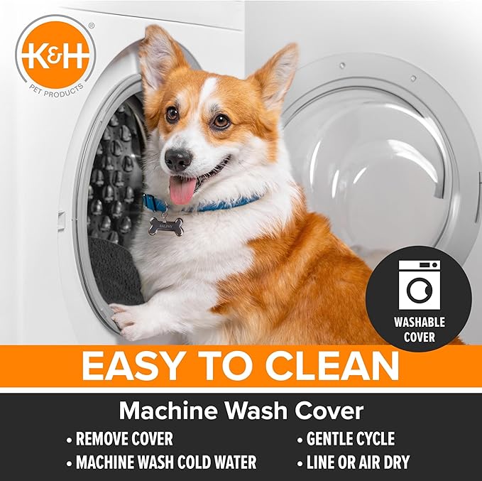 K&H Pet Products Lectro-Soft Orthopedic Outdoor Heated Dog Bed for Large Dogs or Multiple Cats, Safety Listed Warming Pad, Waterproof, Soft & Flexible, Washable Cover - Large 36 X 25in Gray 60W