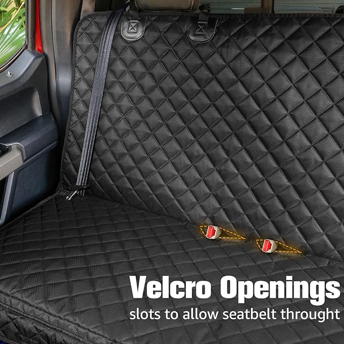 PETICON Dog Car Seat Covers for Truck Ford F150/Chevrolet Silverado 1500/Ram 1500/GMC Sierra 1500, Waterproof Pet Back Seat Cover for Trucks, Scratchproof Nonslip Durable Rear Seat Cover for Dogs