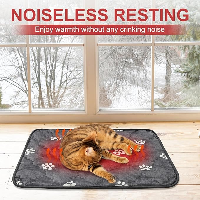 BEAUTYZOO Self Warming Cat Bed Pad, Self Heating Dog Bed Mat, Heated Cat Bed for Indoor Outdoor Cats, Thermal Warmer Pet Pad for Kitten Puppy Washable Non-Slip Chew Proof, 2 Pack 16 x 20 Inches Gray