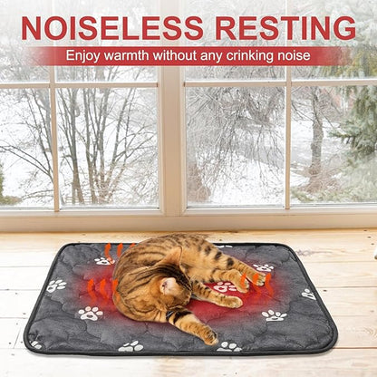 BEAUTYZOO Self Warming Cat Bed Pad, Self Heating Dog Bed Mat, Heated Cat Bed for Indoor Outdoor Cats, Thermal Warmer Pet Pad for Kitten Puppy Washable Non-Slip Chew Proof, 2 Pack 16 x 20 Inches Gray