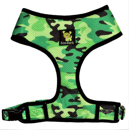 EcoBark Dog Harness - Eco-Friendly Max Comfort Harnesses - Luxurious Soft Mesh Halter - Over The Head Harness Vest- No Pull and No Choke for Small, Toy Breed, and Teacup Dogs (XS, Camo)