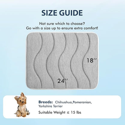 MICROCOSMOS 0.8" Thick Cooling Dog Foam Pad & Summer Pet Sleeping Mat, Machine Washable, Materials Safe, Portable Flat Pet Bed for Dogs.(Light Grey, 24" x 18")
