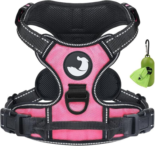 Joytale No Pull Dog Harness for Extra Large Dogs, Reflective Pet Vest with Front Clip, Adjustable Soft Padded Harnesses with Easy Control Handle for Training and Walking, Pink, XL