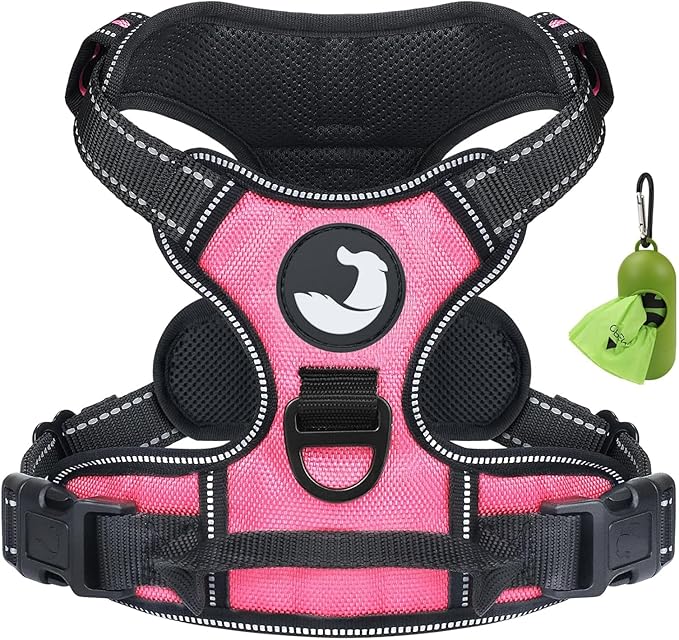 Joytale No Pull Dog Harness for Small Dogs, Reflective Pet Vest with Front Clip, Adjustable Soft Padded Harnesses with Easy Control Handle for Training and Walking, Pink, S