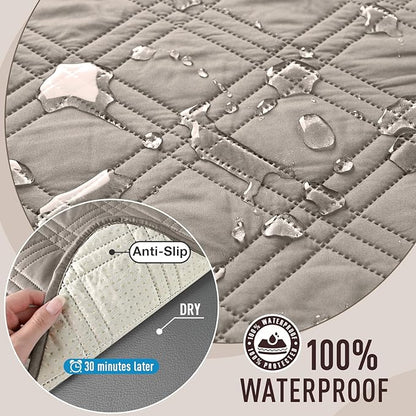 TAOCOCO Waterproof Couch Covers for Pets Dogs with Non Slip Backing, Sofa Seat Covers with Side Pocket for 3 Cushion Couch Washable Dog Couch Cover Protector Sofa Slipcovers(Sofa Plus, Light Brown)