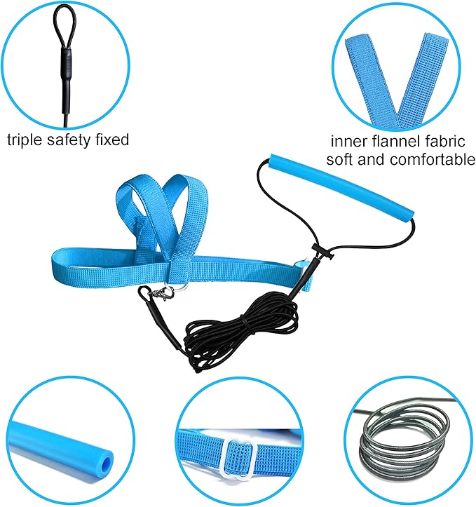 VANFAVORI Adjustable Bird Harness with 80 Inch Leash, Outdoor Flying Training Rope Kit for M Size Bird Parrot Weight 120-160 Grams, Blue