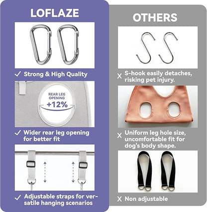 Loflaze Dog Grooming Hammock Harness for Dogs & Cats with Pet Nail Clipper Trimmer - Cat Hanger Sling for Trimming Clipping Nails- Dog Hammock Restraint Bag for Small Medium Large pet （ Purple XS）