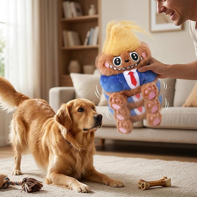 Funny Iconic Parody Plush Dog Toy - 6" Interactive Shaking Wobble Sound Toy, Durable Stuffed Pet Toy with Detachable Keychain for Small & Medium Dogs