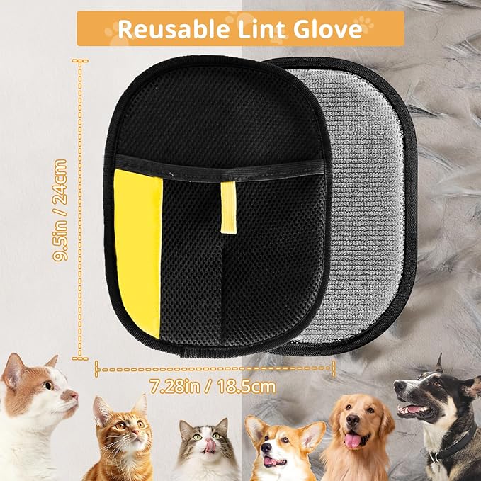 2 Pack Pet Hair Removal Glove,Efficient Pet Hair Remover for Dogs and Cats,Gentle Dog Hair Remover and Cat Hair Remover,Soft Pet Hair Remover Glove for Furniture and Clothing,Hair Removal Glove