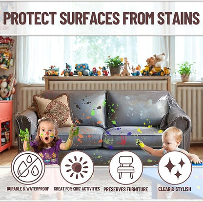Evelots Clear Plastic Loveseat Cover - Thick Heavy Duty Vinyl 2 Seat Sofa Cover for Protection Against Cat & Dog Clawing - Stain & Dust Protector - Waterproof Slipcover for Moving & Storage