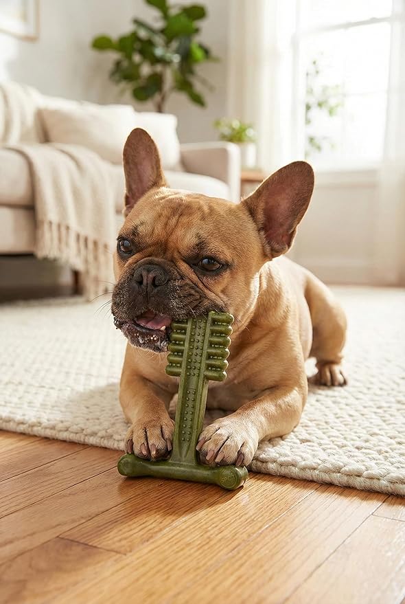 SPOT Bam-Bones Plus Toothbrush Dog Chew Toy for Small Dogs 10–30 lbs, Bamboo & Nylon Dental Chew with Mint & Baking Soda, Cleans Teeth & Freshens Breath, for Moderate to Heavy Chewers, 4 Inch