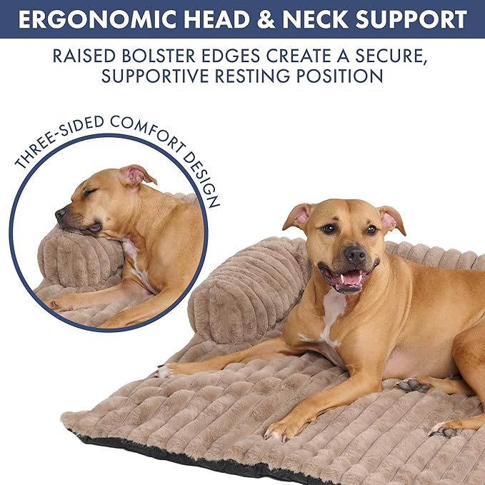 Spark Paws Luxury Dog Couch Cover Bed, Calming Pet Furniture Protector for Large & Small Dogs, Washable Bolster Dog Bed for Couch, Sofa & Bed - Brown, Small