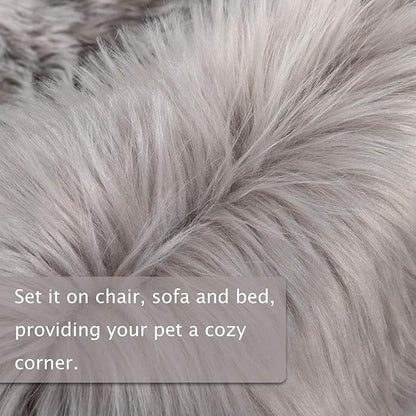 Asrug Faux Fur Dog Rug Plush and Fluffy Dog Mat Ultra Cozy Pet Throw Rug for Dogs Cats, Luxury Soft Faux Sheepskin Rug, Small Blanket for Dog,Shag Fur Area Rugs for Bedroom, Grey, 24 by 36 inches
