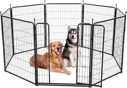 GarveeLife Dog Playpen,40 inch(H) 21 Ft(L) 8 Panels Dog Fence Indoor/Outdoor,Heavy Duty Metal Pet Puppy Exercise Pen, Wide Door Low Threshold,Portable Pet Playpen for Rv Camping Garden Yard