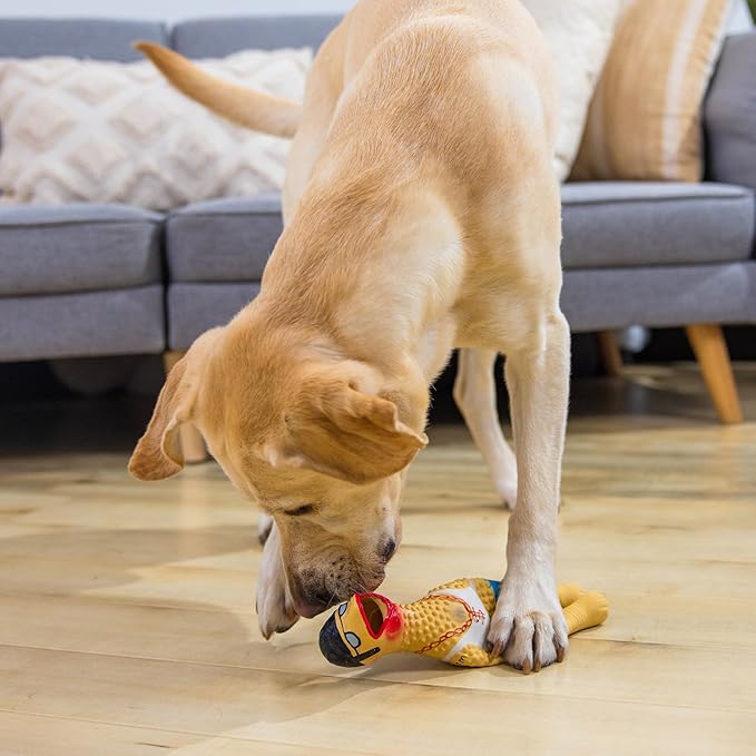 Outward Hound by Charming Pet Squawkers Earl Latex Squeaky Rubber Chicken Dog Toy, Funny Interactive Holiday Toy for Dogs, Large Size