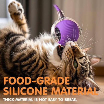 Rocfish Durable Interactive Cat Toys for Indoor Cats, Smart Automatic Cat Chase Ball Toy, Upgraded Speedy Tail Kitten Toy for Bored Indoor Adult Pets (Purple)
