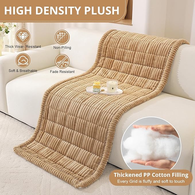 OstepDecor Washable Couch Cover for Dogs, Thick Pet Friendly Sofa Covers, Soft Couch Protector, Paw Cart Sofa Slipcovers, Cushion Protector for Leather, Sectional, Loveseat (35.4" x 63", Khaki)