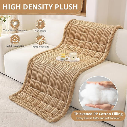OstepDecor Washable Couch Cover for Dogs, Thick Pet Friendly Sofa Covers, Soft Couch Protector, Paw Cart Sofa Slipcovers, Cushion Protector for Leather, Sectional, Loveseat (35.4" x 70.9", Khaki)