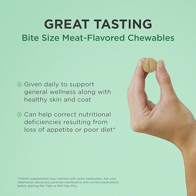 Pet-Tabs Multivitamin and Mineral Supplement for Dogs, Chewable Tablet, 180 Count Bottle