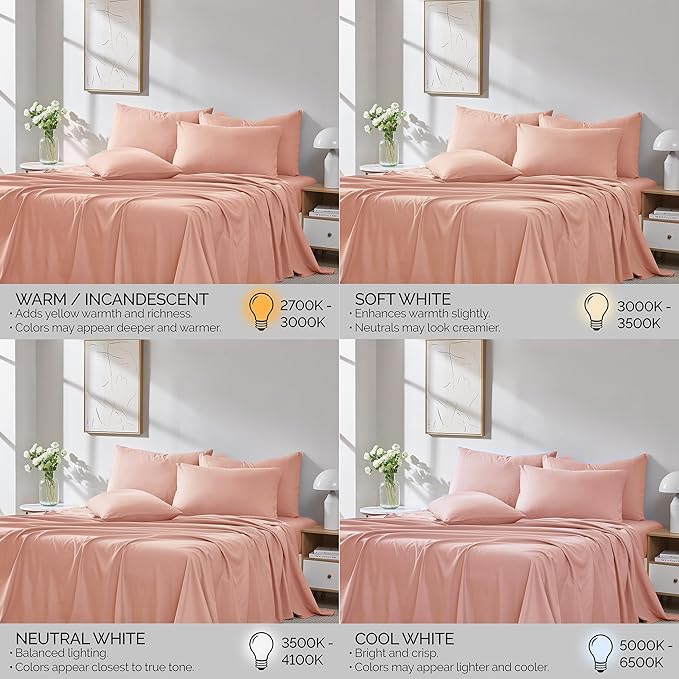 Southshore Fine Living, Inc. 6-Piece Bed Sheets Full Size Set, 21-Inch Full Size Bed Sheets, 1 Deep Pocket Fitted Sheet, 1 Flat Sheet, Queen Pillowcases, Blush Pink Pillow Cases, Blush Bedding