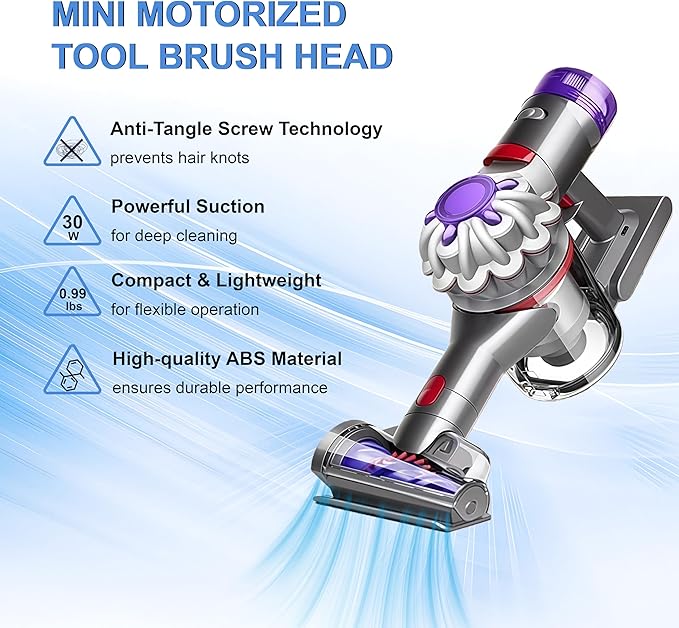 Mini Motorized Brush Head Replacement for Dyson V7 V8 Cyclone V10 V11 V15,Anti-Tangle Hair & Pet Hair Removal Vacuum Attachment Head for Carpeted Stairs,Couch Cushions,Bed,Car Carpet,Curtain