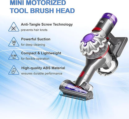 Mini Motorized Brush Head Replacement for Dyson V7 V8 Cyclone V10 V11 V15,Anti-Tangle Hair & Pet Hair Removal Vacuum Attachment Head for Carpeted Stairs,Couch Cushions,Bed,Car Carpet,Curtain
