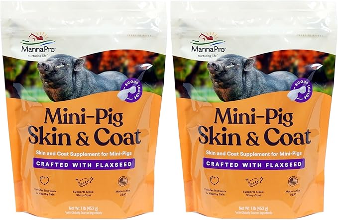 Manna Pro Mini-Pig Skin and Coat Supplement | Skin and Coat Supplement for Mini-Pigs | Provides Nutrients to Support Skin & Coat Health and Appearance | 1 lb (Pack of 2)