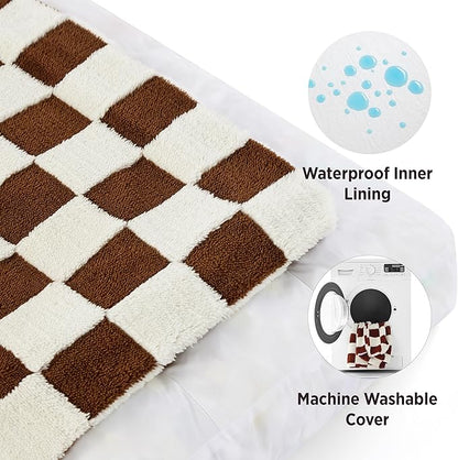 LE SURE Large Dog Beds-Thick Shredded Chopped Foam Pet Bed as Gift for Indoor with Removable Cover, Cute Modern Fuzzy Plush & Anti Slip Bottom, Brown