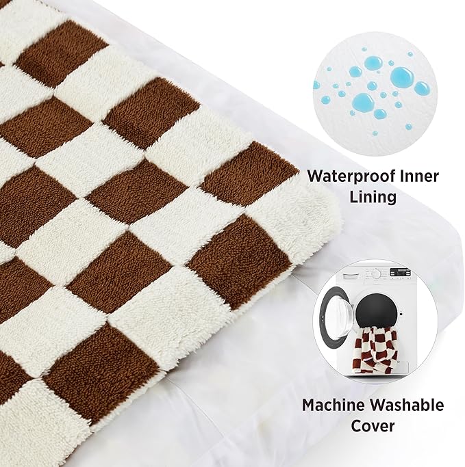 LE SURE XLarge Dog Bed-Thick Shredded Chopped Foam Pet Bed as Gift for Indoor with Removable Cover, Cute Modern Fuzzy Plush & Anti Slip Bottom, Brown