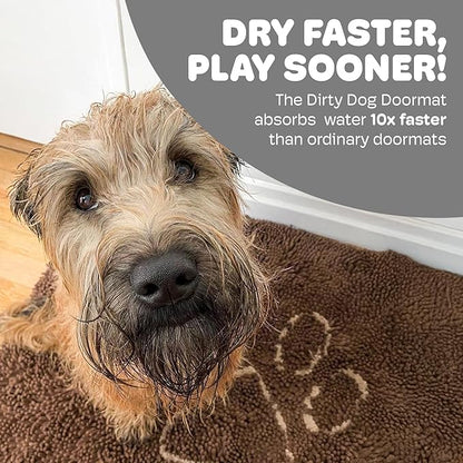 Dog Gone Smart Dirty Dog Doormat - Fast Drying Rug with Super Gripper Backing for Clean Floors - Super Absorbent and Machine Washable Mat for Muddy Paws - Almond