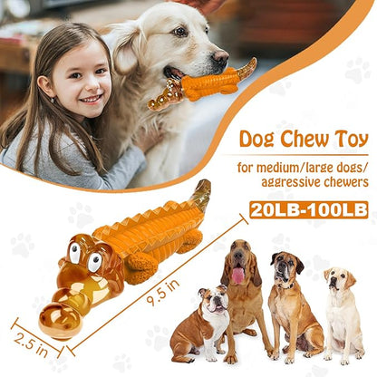 Jeefome Dog Toy for Aggressive Chewers – Dog Chew Toy for Small&Medium & Large Dogs, Tough Dog Toy for Boredom & Anxiety Relief（Orange）