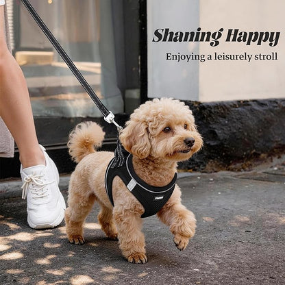 YIMEIS Dog Harness and Leash Set, No Pull Soft Mesh Pet Harness, Reflective Adjustable Puppy Vest for Small Dogs, Cats (S, Black)