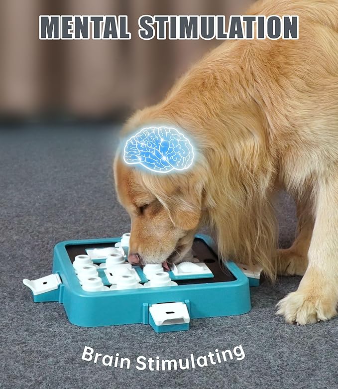 Aluckmao Dog Puzzle Toy, Adjustable Difficulty Levels Beginner to Advanced, Large Size, Brain Stimulation Mental Enrichment, Food Treat Game (Green)