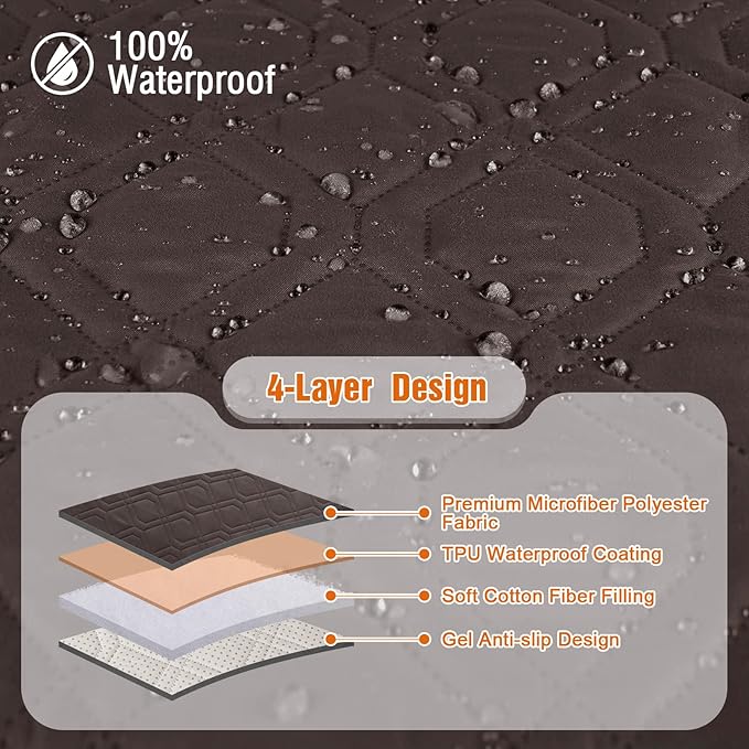 VANSOFY Couch Cover, Waterproof Sofa Covers Washable Slipcover Furniture Protector Couch Seat Covers Non-Slip Couch Cover for Dogs, Pets(Loveseat Plus, Chocolate)