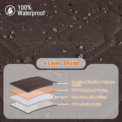 VANSOFY Couch Cover, Waterproof Sofa Covers Washable Slipcover Furniture Protector Couch Seat Covers Non-Slip Couch Cover for Dogs, Pets(Loveseat Plus, Chocolate)