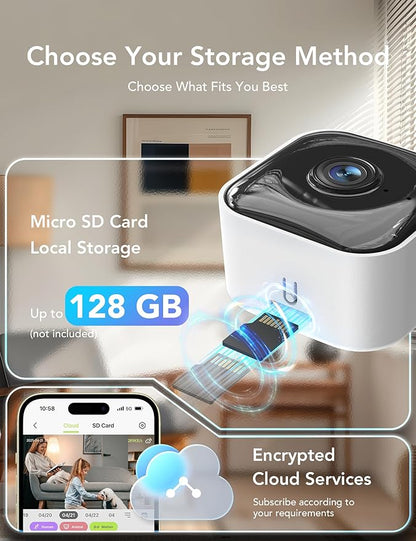 GNCC 2K Indoor Security Camera for Home, Pet Camera with Dual-Band WiFi, Mini Dog Cam with Phone App, Motion Detection, Works w/Alexa, Cloud Subscription Required, Fixed View, Plug-in, GC4
