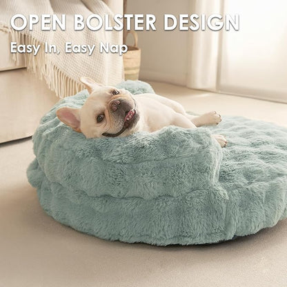 EHEYCIGA Soft Cat Couch Bed for Indoor Cats, Fluffy Small Dog Bed with Removable Washable Cover, Bolster Pet Sofa, Waterproof and Non-Slip, 26" x 26"x 8", Green