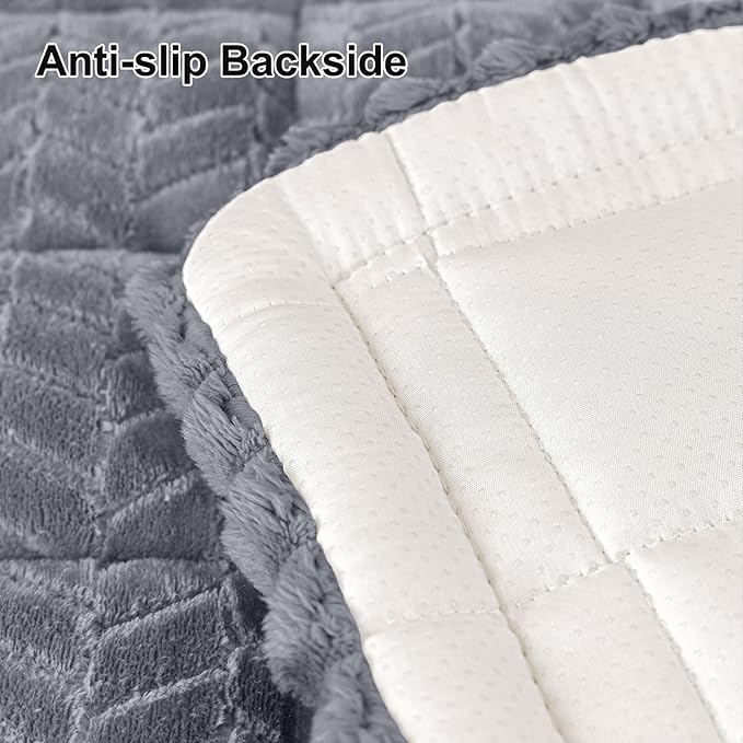Smiry Non Slip Couch Covers for Dogs, Fuzzy Pet Couch Covers for 2 Cushion Sofa Pet Friendly, Soft Sofa Loveseat Slipcovers Cushion Furniture Protector Washable (Grey, 27.6" x 47")
