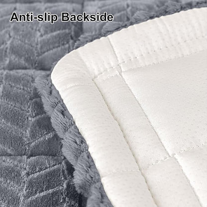 Smiry Non Slip Couch Covers for Dogs, Fuzzy Pet Couch Covers for 2 Cushion Sofa Pet Friendly, Soft Sofa Loveseat Slipcovers Cushion Furniture Protector Washable (Grey, 27.6" x 47")