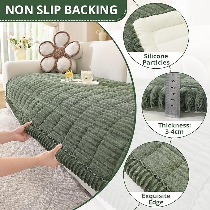 OstepDecor Washable Couch Cover for Dogs, Thick Pet Friendly Sofa Covers, Soft Couch Protector, Paw Cart Sofa Slipcovers, Cushion Protector for Leather, Sectional, Loveseat (35.4" x 70.9", Green)