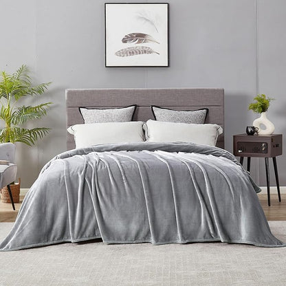 DREAMNINE Extra Large Soft Comfy Fluffy Fleece Bed Blanket King Size 90" x 108", Luxury Decorative Fuzzy Blanket for Women Girl, Big Cozy Gray Shaggy Warm Flannel Blankets for Winter Autumn Pets, Grey