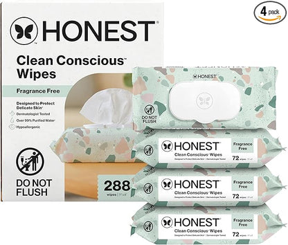 The Honest Company Hypoallergenic Multi-Use Baby Wipes for Sensitive Skin, Geo Mood, 288 Count