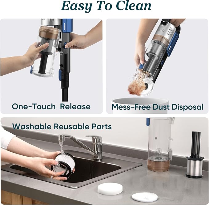 LEVOIT Cordless Vacuum Cleaner with HEPA Filter, Stick Vac with Tangle-Resistant Design, Up to 60 Mins, Powerful Suction, Lightweight, Mini Motorized Brush, for Carpet, Hard Floor, Pet Hair, LVAC-300