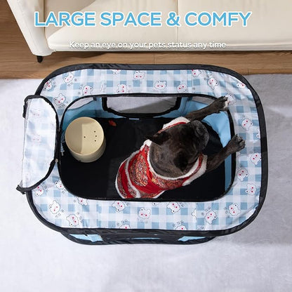 Portable Pet Playpen Cat Cages Indoor， 35.4" L x 27.6" W x 23.6" H Collapsible Dog Crates Made of 600D Oxford Material Tent Kennel Playpen for Dogs Cat and Rabbit Travel Dog Playpen Indoor (L, Blue)