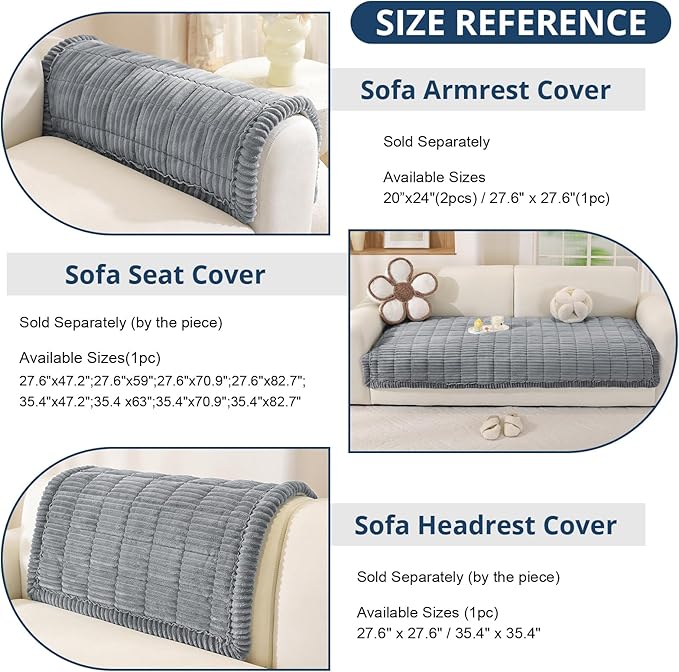 OstepDecor Washable Couch Cover for Dogs, Thick Pet Friendly Sofa Covers, Soft Couch Protector, Paw Cart Sofa Slipcovers, Cushion Protector for Leather, Sectional, Loveseat (35.4" x 70.9", Blue Grey)