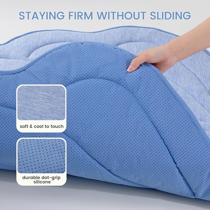 Cozy Bliss Cute Shell Shape Cooling Mat for Small Dogs and Cats, Non-Slip, Leakproof Washable Pet Cooling Mat for Hot Weather with Q-Max 0.5, Indoor and Outdoor Summer Pad, Heather Haze Blue, 27"x30"