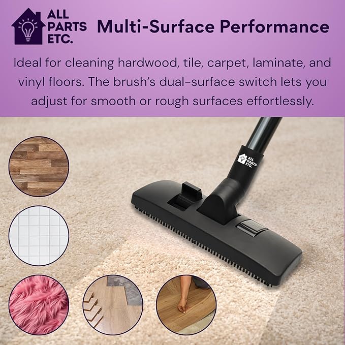 Universal Vacuum Floor Brush Kit with 2 Adapters – Fits 1.25”, 1.375” & 1.5” Connections – Compatible with Shark, Miele, Shop Vac, Bissell, Kenmore, Eureka, Dirt Devil & More