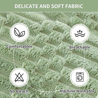 Plush Warm Sofa Covers Washable, Funny Fuzzy Couch Cover for Dogs Washable, Non-Slip Couch Covers for Loveseat, Soft Sofa Slipcover for Pet & Kid(1PC, Green, 36"×47", Small Loveaeat)