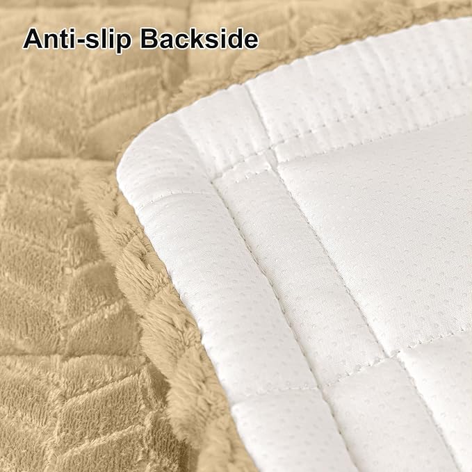 Smiry Non Slip Couch Armrest Covers for Dogs, Fuzzy Pet Couch Arm Covers for Sofa Pet Friendly, Soft Sofa Slipcovers Recliner Chair Arm Protector Washable (Khaki, 27.6" x 27.6")